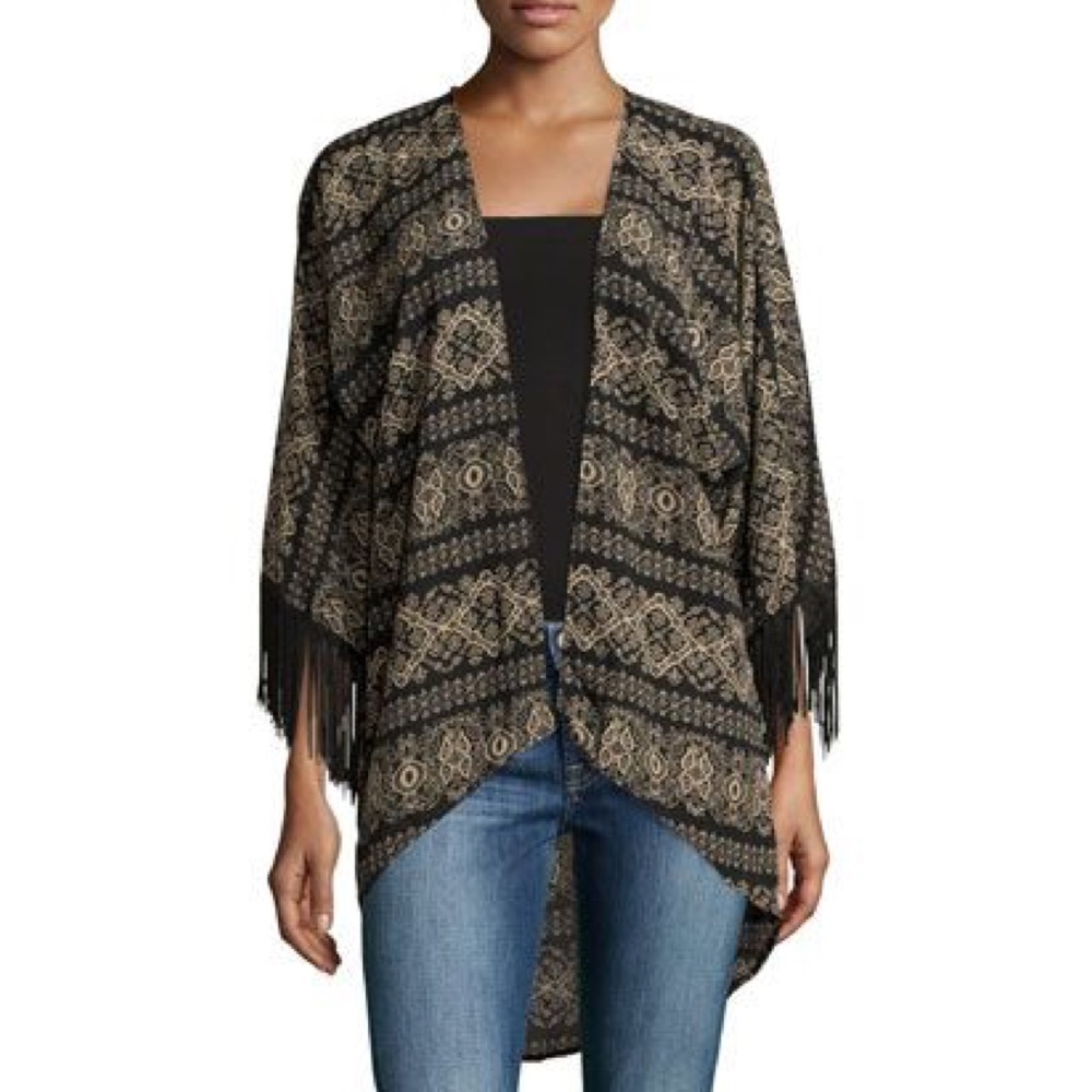 Romeo & Juliet Couture | Black Fringe Kimono